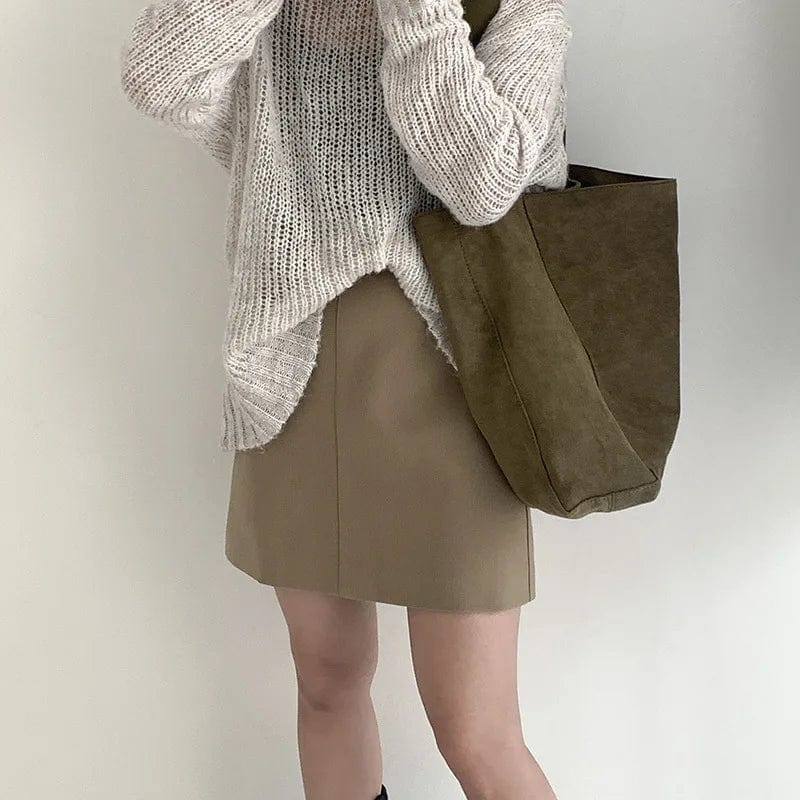 Sac cabas femme en faux daim, format A4, trois coloris