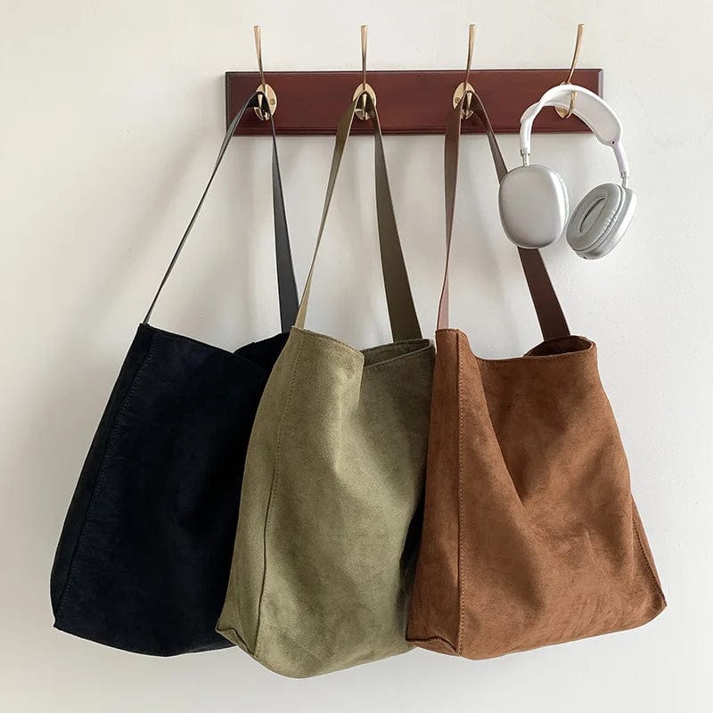 Sac cabas femme en faux daim, format A4, trois coloris