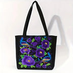 Sac cabas en toile brodé de fleurs et d'oiseaux, neuf motifs