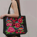 Sac cabas en toile brodé de fleurs et d'oiseaux, neuf motifs