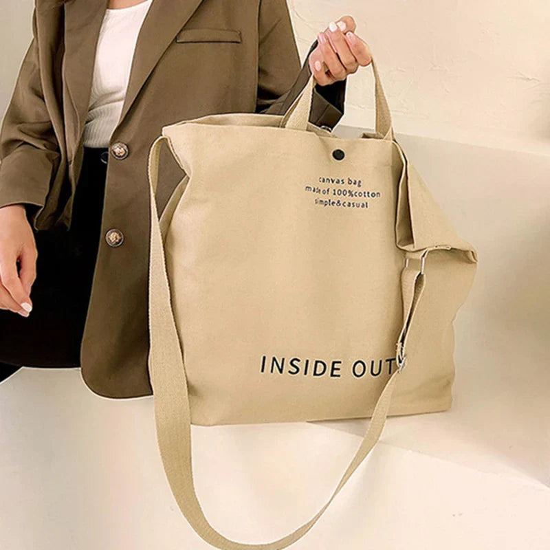 Sac cabas en toile de coton, bandoulière réglable, 41 x 32 cm