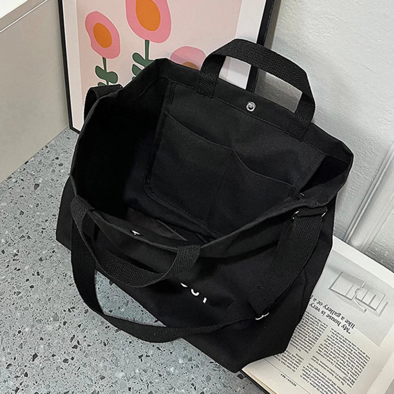Sac cabas en toile de coton, bandoulière réglable, 41 x 32 cm