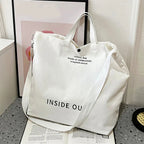 Sac cabas en toile de coton, bandoulière réglable, 41 x 32 cm, blanc