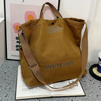 Sac cabas en toile de coton, bandoulière réglable, 41 x 32 cm, marron