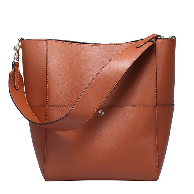 Sac cabas femme en cuir, grand format 37 x 31 cm, quatre coloris, marron