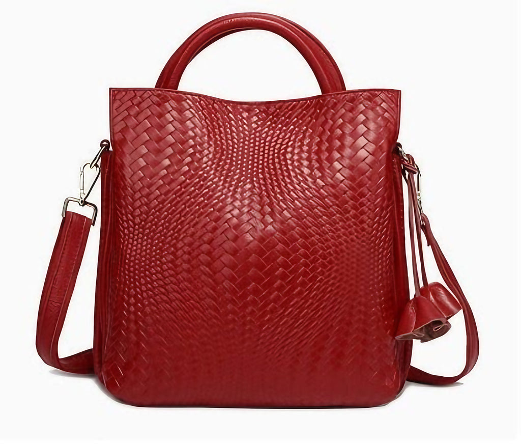 Sac cabas femme en cuir, noir, violet ou rouge, rouge