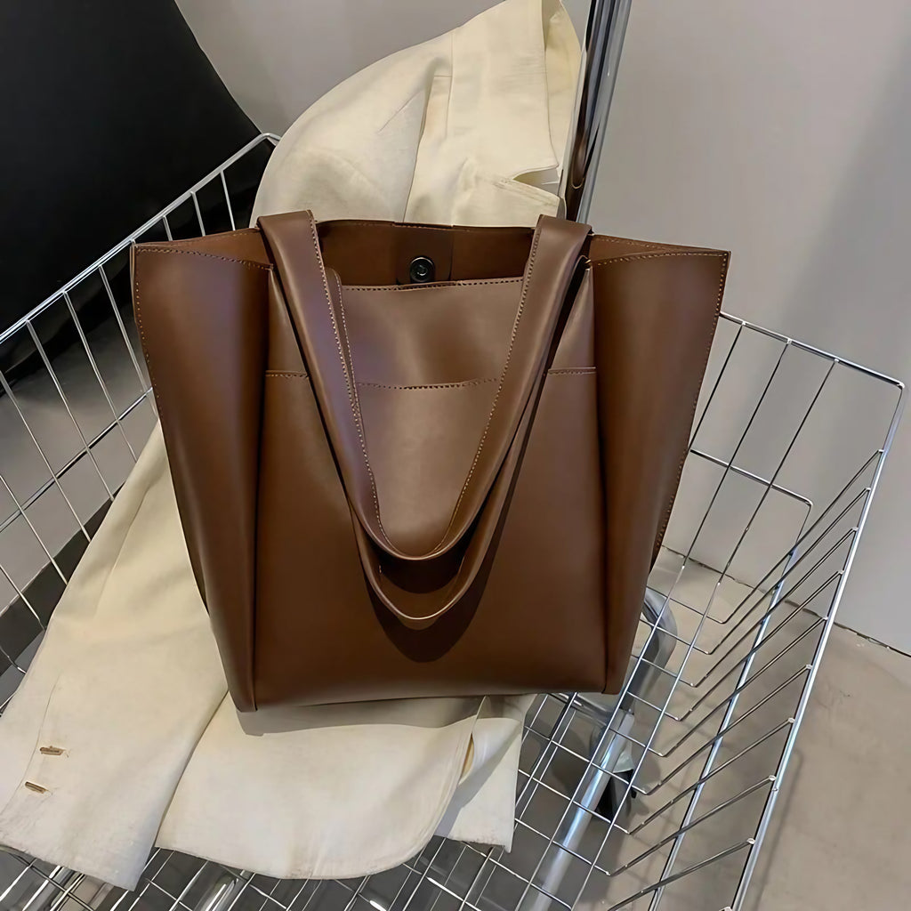 Sac cabas femme format carré 31 x 31 cm, trois coloris, marron