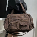 Sac cabas femme en similicuir effet daim, marron, marron