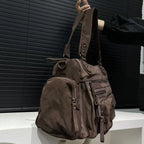 Sac cabas femme en similicuir effet daim, marron