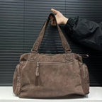 Sac cabas femme en similicuir effet daim, marron