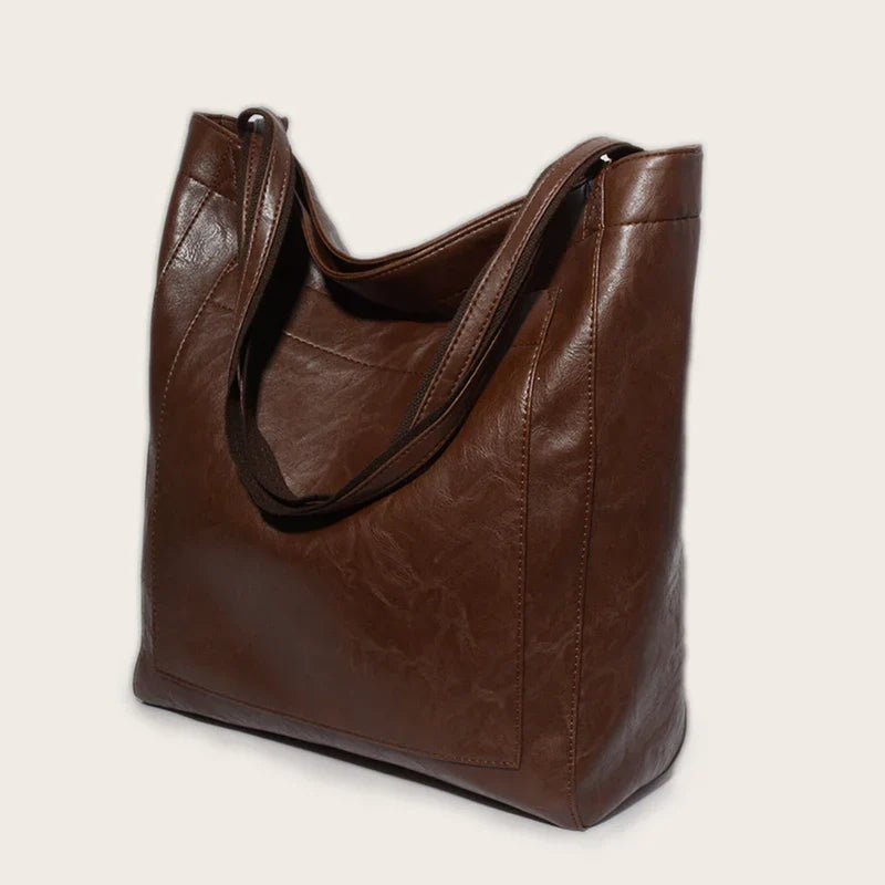 Sac cabas femme en similicuir effet ciré, fermeture aimantée