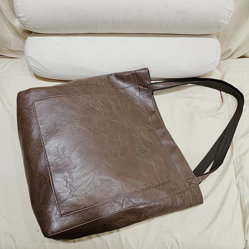 Sac cabas femme en similicuir effet ciré, fermeture aimantée