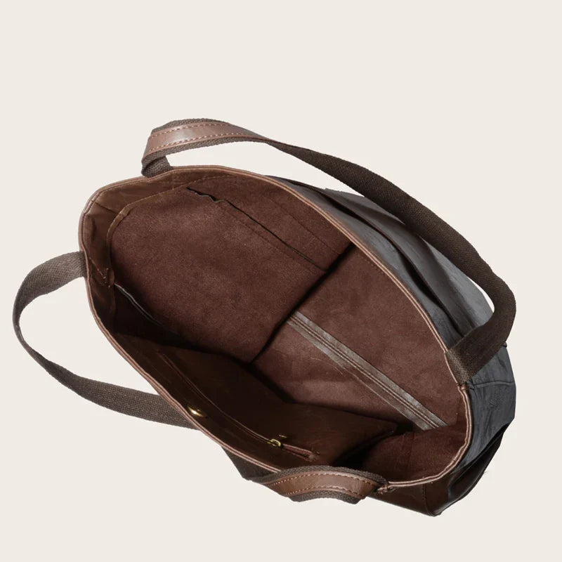 Sac cabas femme en similicuir effet ciré, fermeture aimantée