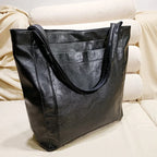 Sac cabas femme en similicuir effet ciré, fermeture aimantée