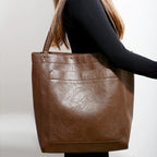 Sac cabas femme en similicuir effet ciré, fermeture aimantée