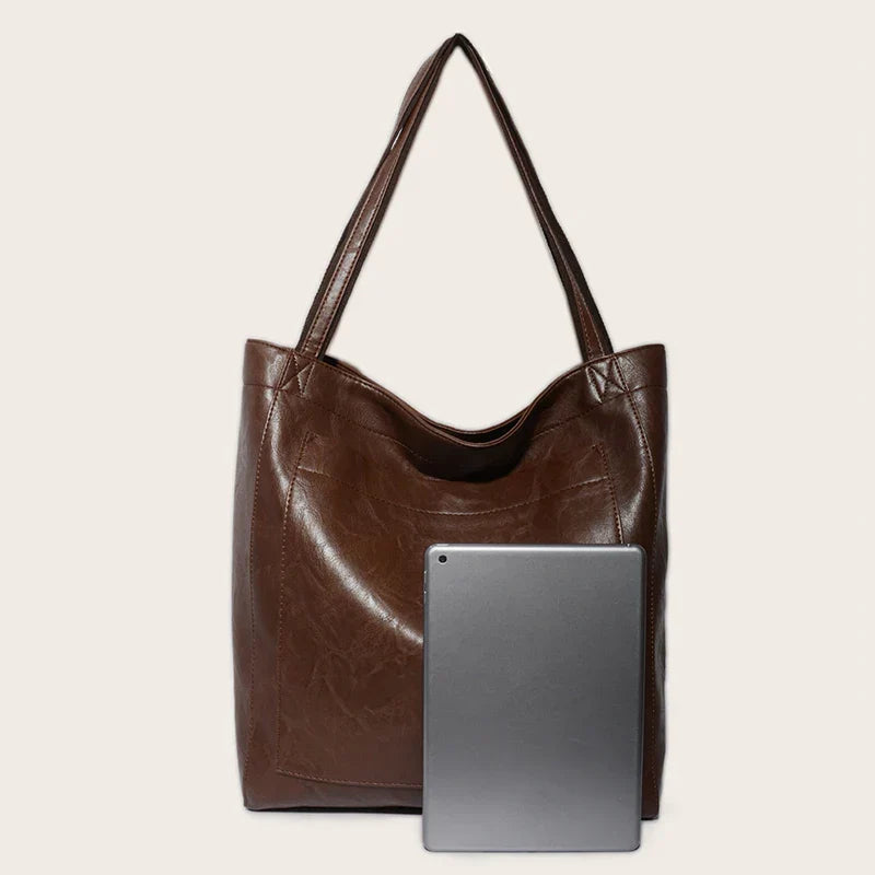 Sac cabas femme en similicuir effet ciré, fermeture aimantée