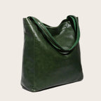 Sac cabas femme en similicuir effet ciré, fermeture aimantée, vert