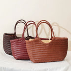 Sac cabas tressé femme porté épaule, pochon intérieur amovible