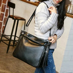 Sac cabas femme en cuir à pompon, ordinateur 15,6 pouces
