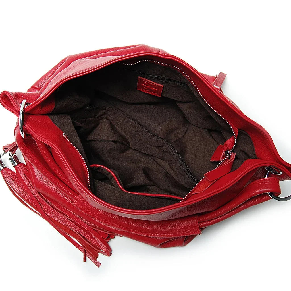 Sac cabas femme en cuir à pompon, ordinateur 15,6 pouces