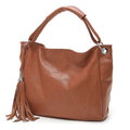 Sac cabas femme en cuir à pompon, ordinateur 15,6 pouces, camel