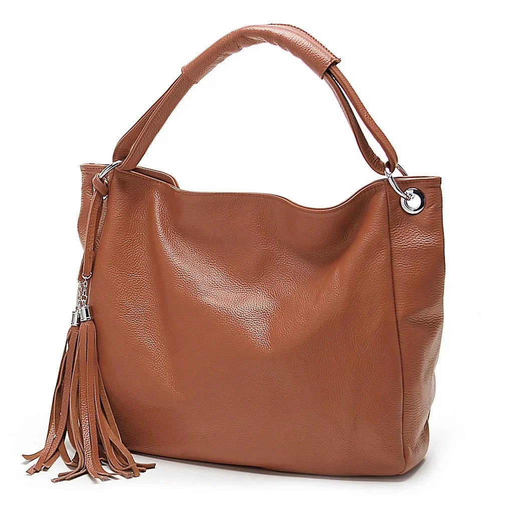 Sac cabas femme en cuir à pompon, ordinateur 15,6 pouces, camel