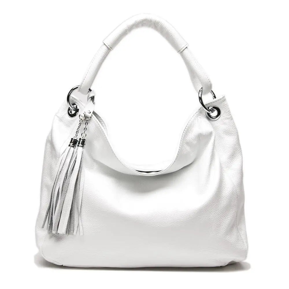 Sac cabas femme en cuir à pompon, ordinateur 15,6 pouces, blanc