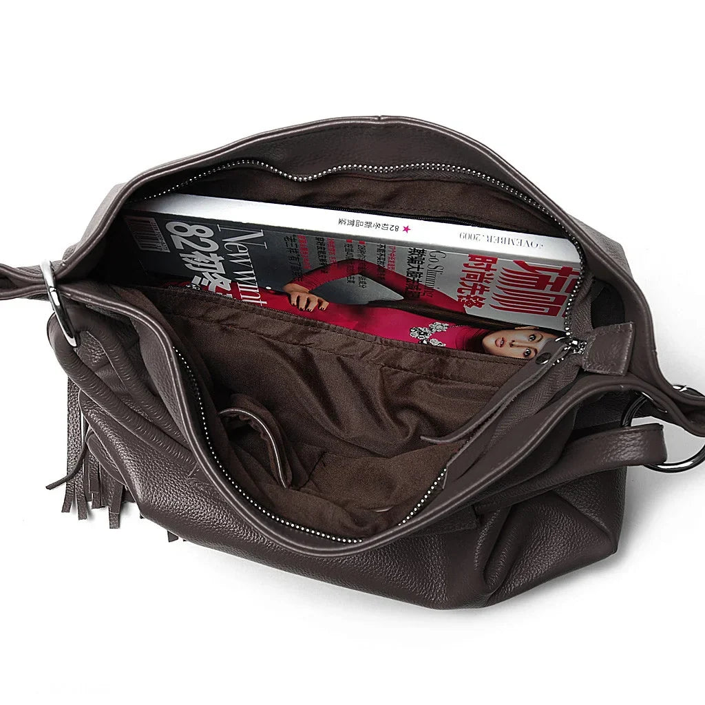 Sac cabas femme en cuir à pompon, ordinateur 15,6 pouces
