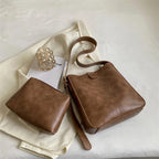 Sac fourre-tout femme en similicuir à bandoulière réglable, 27 cm, kaki