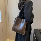 Sac fourre-tout femme en similicuir à bandoulière réglable, 27 cm