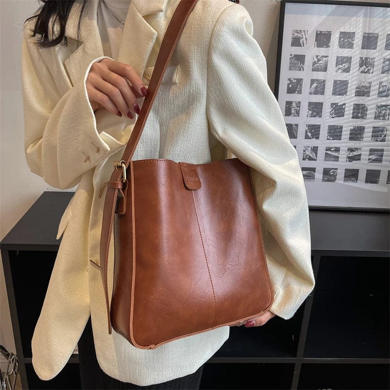 Sac fourre-tout femme en similicuir à bandoulière réglable, 27 cm