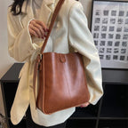 Sac fourre-tout femme en similicuir à bandoulière réglable, 27 cm