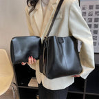 Sac fourre-tout femme en similicuir à bandoulière réglable, 27 cm