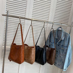 Sac fourre-tout femme en similicuir à bandoulière réglable, 27 cm