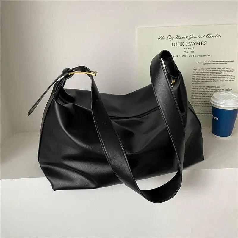 Sac cabas femme en similicuir végan zippé, café ou noir