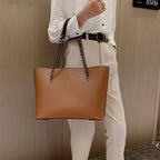 Sac cabas femme en similicuir, bandoulière à chaîne, zippé