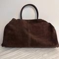 Sac cabas femme en daim à deux compartiments, trois coloris, marron foncé et taupe
