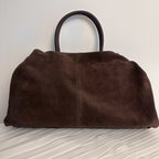Sac cabas femme en daim à deux compartiments, trois coloris, marron foncé et taupe