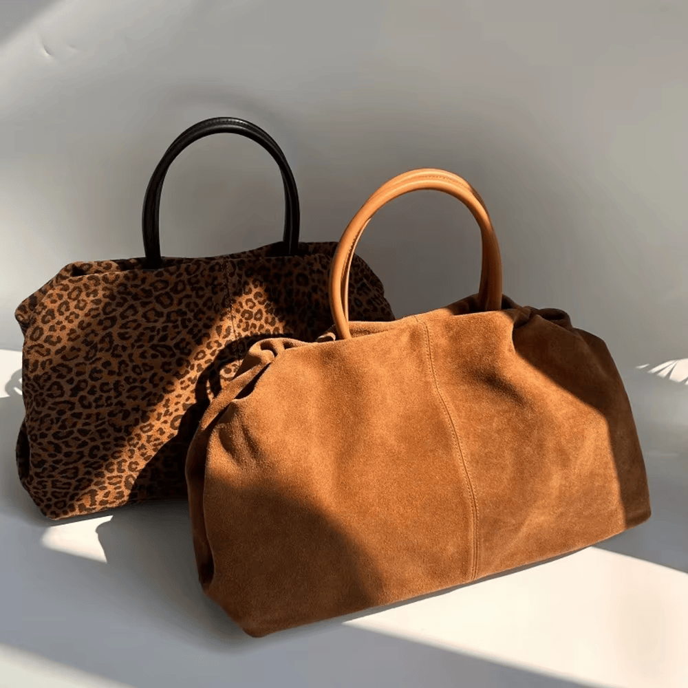 Sac cabas femme en daim à deux compartiments, trois coloris