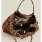 Sac cabas femme en daim modulable, bandoulière amovible