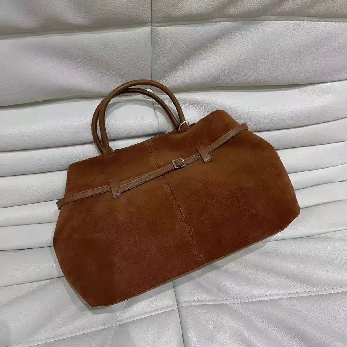 Sac cabas femme en daim modulable, bandoulière amovible