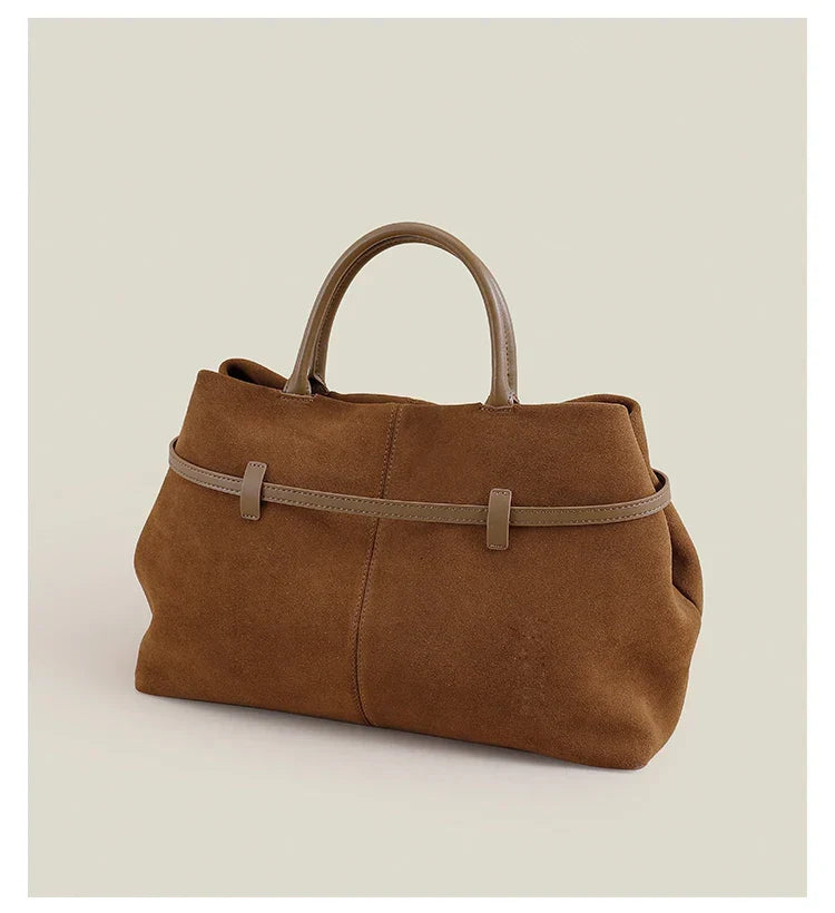 Sac cabas femme en daim modulable, bandoulière amovible