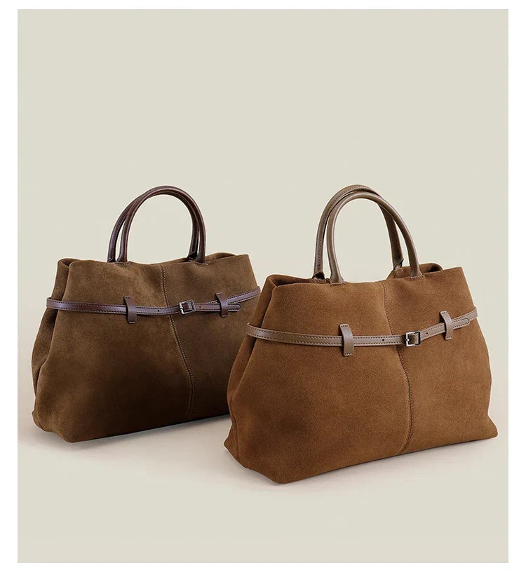 Sac cabas femme en daim modulable, bandoulière amovible