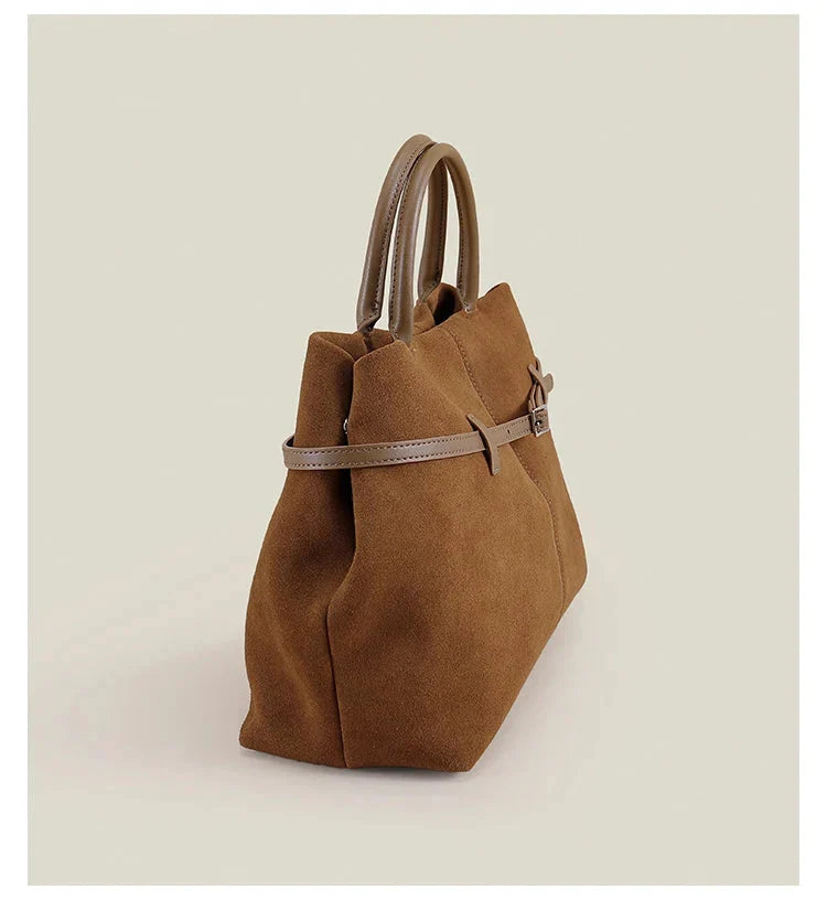 Sac cabas femme en daim modulable, bandoulière amovible