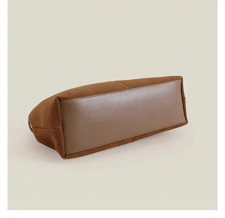 Sac cabas femme en daim modulable, bandoulière amovible