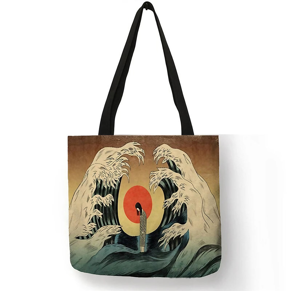 Sac cabas en toile, estampe japonaise de la Grande Vague