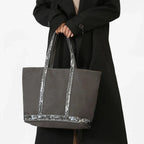 Sac cabas femme à paillettes, fermeture éclair, porté épaule