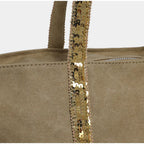 Sac cabas femme à paillettes, fermeture éclair, porté épaule