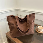 Sac cabas femme en velours côtelé, fermeture éclair, 41 x 29 cm