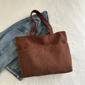 Sac cabas femme en velours côtelé, fermeture éclair, 41 x 29 cm, marron